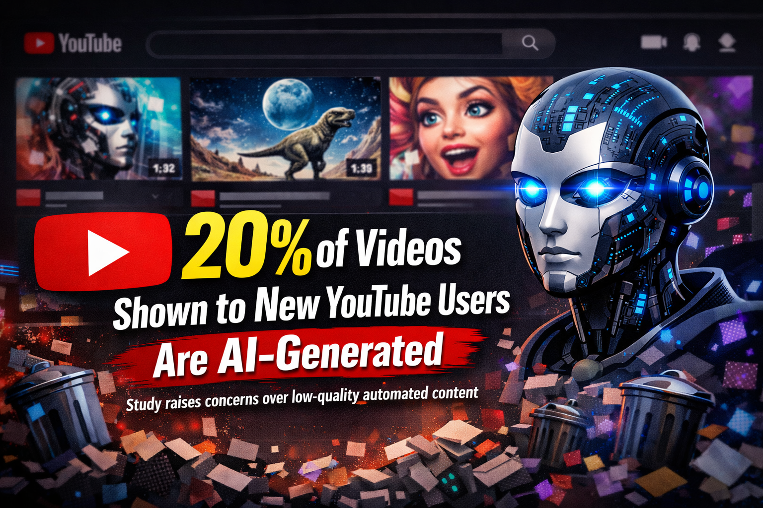 Study Finds Over 20% of Videos Shown to New YouTube Users Are AI-Generated Trash